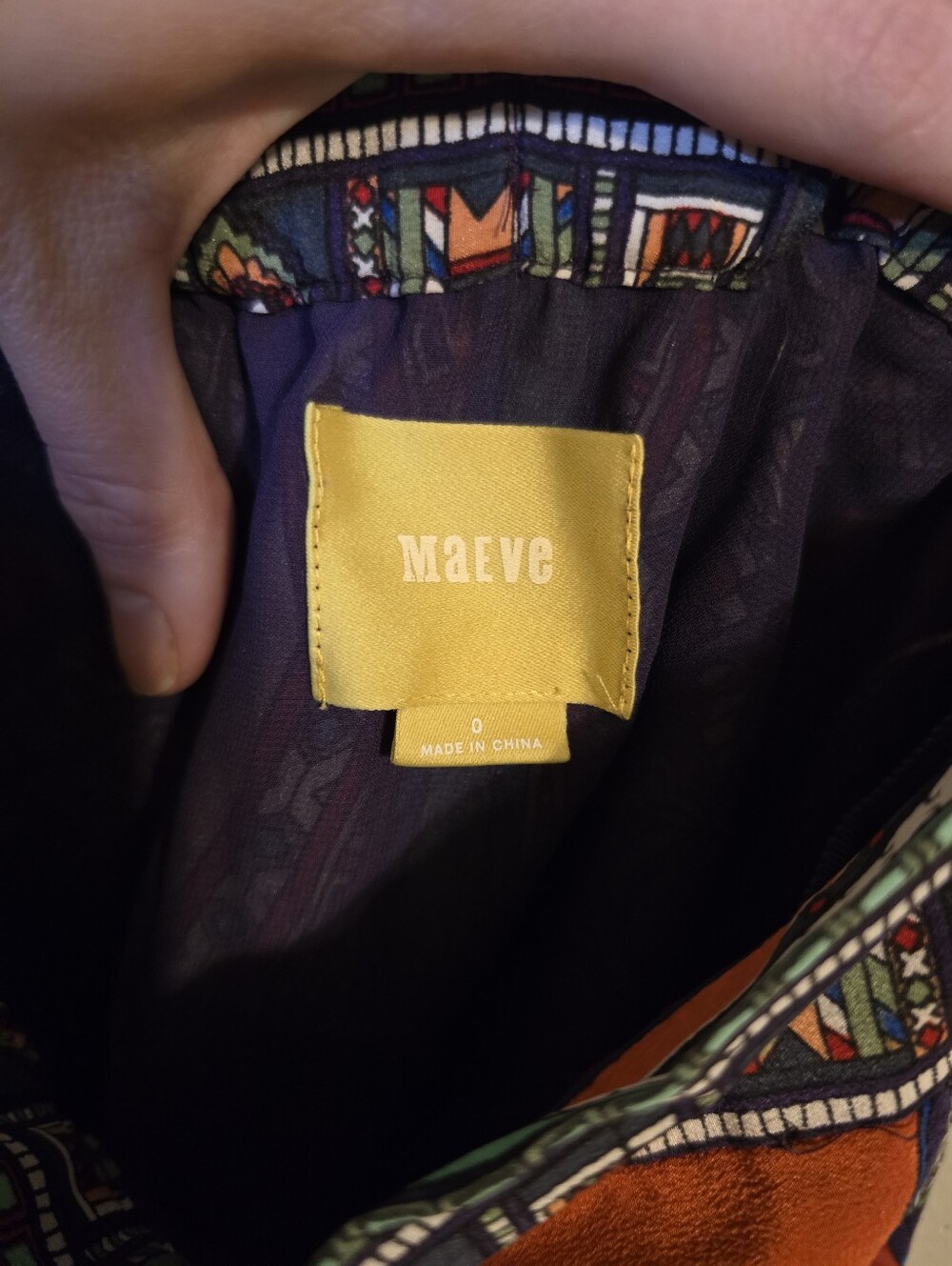 Maeve Multicolor Patterned Maxi Skirt with Orange and Navy Accents - Picture 5 of 5